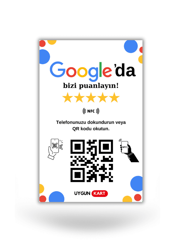 Google Yorum Kartı / NFC ve QR Kod Özellikli
